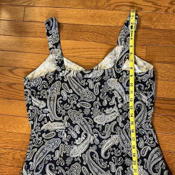 LOFT Navy & White Paisley Linen Dress Size 6 - Picture 12 of 16